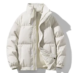 Blouson d'hiver matelassé pour homme, style urbain, grande taille, avec logo personnalisé, en tissu bulle épais et chaud, coupe longue - Product Image 4