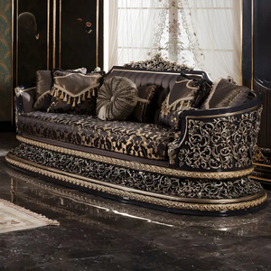 Juego de Sofás Seccionales de Diseño Francés de Lujo Europeo, Tallados en Madera de Caoba, Tapizados a Mano, Hechos en Indonesia - Product Image 5