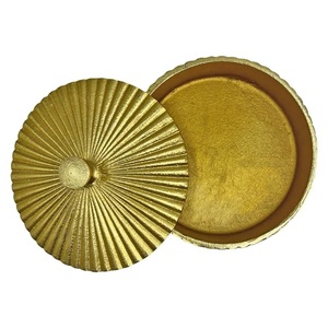 Elegant Round Fluted Metal Trinket <b>Box</b> with Sunburst Textured Lid Decorative Silver Finish <b>Keepsake</b> Organizer for Home Decor - Product Image 5