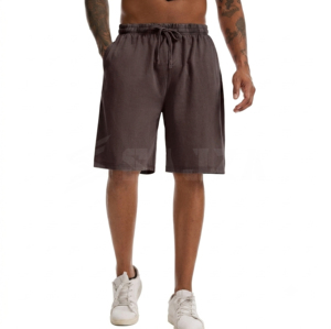 Pantalones Cortos Bermuda Casuales para Hombre, Tejido Oxford Sólido, Transpirables, Ecológicos, con Cordón, Mezcla de Algodón, para Gimnasio, Teñido Liso - Product Image 4