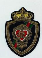 Badge 3D surélevé fait main de haute qualité, personnalisé, de luxe, brodé motif Couronne Abeille, en fil métallique, résistant à l'eau et écologique