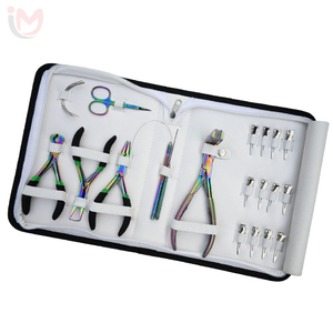 Hair Extensions Stainless Steel Pliers and <b>Needle</b> with 3 Micro Ring Link Beads and PU Leather <b>Case</b> OEM Services - Product Image 5