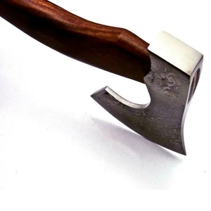Hache en acier Damas multi-usages de haute qualité, manche en bois de frêne, tête d'hache populaire de qualité DIY, dos plat, coupe de 4 3/4 pouces - Product Image 3