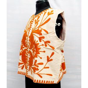 Women Hand Embroidered 100% Cotton Eco-Friendly Breathable Vest <b>Sleeveless</b> Floral O Neck Top Spring Casual Short Jacket - Product Image 3
