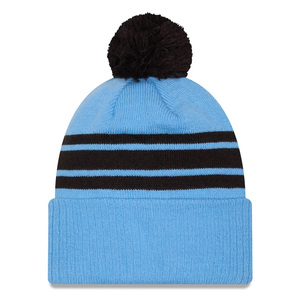 Gorro Unisex con Diseño Geométrico Chevron y Pompón, Negro, Rojo, Blanco, Gris, Gorro de Invierno con Borde, Gorro de Punto Informal para Adultos - Product Image 3