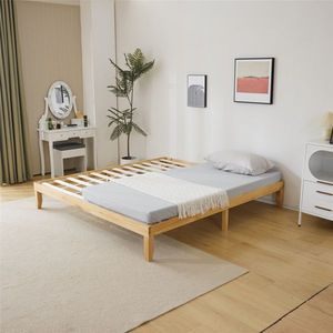 Struttura Letto in Legno Massello di Faggio Design Moderno e Semplice Disponibile in Misure Singolo, Matrimoniale e King Size 206x192x30.5cm Mobili per Camera da Letto in Legno - Product Image 5
