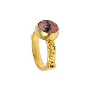 2025 Best Selling 925 Sterling Silver <b>Fine</b> <b>Ring</b> Natural Gemstone Rhodonite 10mm Gold Plated Custom Eternity Bezel Setting - Product Image 3