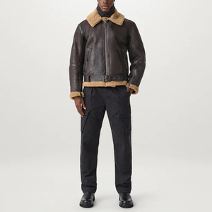 Men's Brown PU Leather Moto <b>Jacket</b> Stand Collar Zipper Closure <b>Slim</b> <b>Fit</b> Autumn Wear - Product Image 2