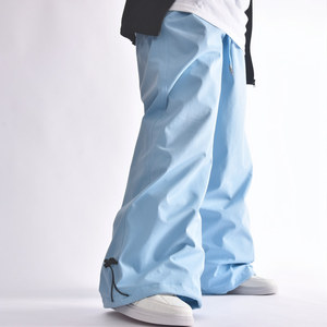 Pantalon de neige imperméable bleu clair pour homme OEM avec bouches d'aération à la taille et bas cintré - Product Image 1