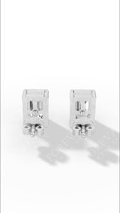 ต่างหูเพชรเม็ดเดี่ยวทรงเหลี่ยมมรกตขัดเงา เพชรเลี้ยงในห้องปฏิบัติการ ทอง 14K เครื่องประดับหรูหรา ขายส่ง - Product Image 4