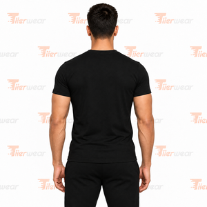 Tiierwear Camiseta negra de manga corta para hombre con estampado Never Give Up, informal, con cuello redondo, ajustada, de algodón, transpirable - Product Image 4