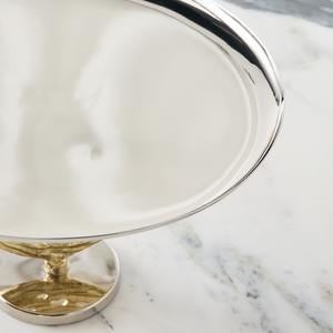 Support à gâteau moderne en métal argenté avec base abstraite en corail doré, plateau de service rond de luxe pour centre de table de mariage - Product Image 2