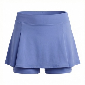 Jupe courte plissée pour femme, taille élastique, spandex, polyester, sportive, couleur unie, respirante, toutes saisons - Product Image 1