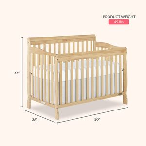 Cuna convertible 4 en 1 de madera maciza con barandilla, cama para niños pequeños para dormitorio infantil, muebles de madera seguros para bebés - Product Image 5