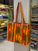 Bolsa de Mano Personalizada de Lona Estampada Bohemia Vintage de Terciopelo Hecha a Mano en India, con Diseño de Tigre Naranja, para Viajes y Compras para Mujer