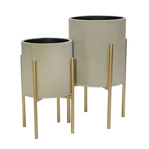 Pot de fleurs en métal minimaliste nordique avec support, pot de plante décoratif d'intérieur pour la maison et le jardin - Product Image 6