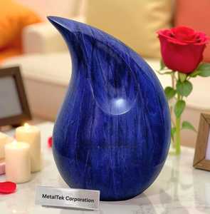 Teardrop Cremation Urn Blue Shaded Funeral Urns for Human <b>Ashes</b> Adult Large Memorial Decorative Burial Urns Metal <b>Keepsake</b> Urns - Product Image 4
