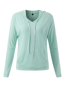 Sudadera Ligera Personalizada para Mujer, Cuello en V, Manga Larga, Algodón Jersey, con Cordón, Estilo Pullover, Venta al por Mayor OEM - Product Image 4