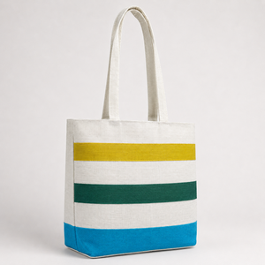 Wholesale Multicolor Striped Laminated Jute Beach <b>Tote</b> Bag Eco Friendly Reusable Large Shopping Bag Custom Logo Manufacturer OEM - Product Image 4