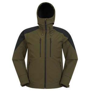 Veste Softshell à Capuche Coupe-Vent Imperméable Col Montant en Tissu Laineux Unisexe Formelle Automne Teinture à la Fiole Impression par Décoloration - Product Image 1