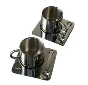 Tasse à café luxueuse en acier inoxydable à double paroi isolante, garde les mains au chaud et protégées, isolée et anti-fuite - Product Image 5