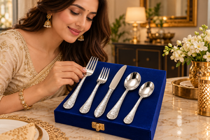 ชุดช้อนส้อมสแตนเลส KSN Royal พร้อมด้ามจับแบบตอกลาย ขัดเงาอย่างดี บรรจุในกล่องอย่างทนทาน เหมาะสำหรับงานแต่งงานและรับประทานอาหาร - Product Image 4