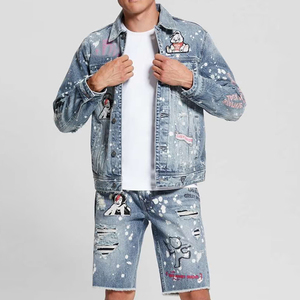 Nouvel ensemble de shorts pour homme en denim uni, style urbain, 100 % coton, respirant et à séchage rapide, idéal pour l'été – Fabrication usine - Product Image 2