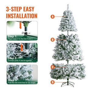 7.5ft Prelit Flocked Artificial Christmas <b>Tree</b> with 550 White LED <b>Lights</b> 1346 Branch Tips Full Holiday Xmas <b>Tree</b> with Metal Base - Product Image 5