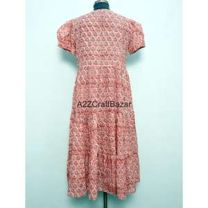 Vestido Maxi de Algodón 100% con Cuello en V y Manga Larga, Estampado a Bloques, Estilo Bohemio Casual, Sexy, Ecológico, Silueta en A, para Todas las Estaciones, Primavera - Product Image 6