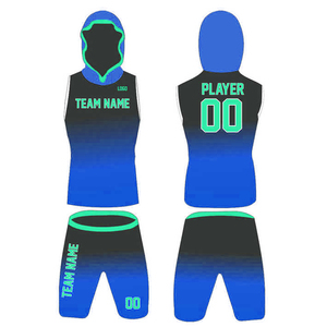 Ensemble de short et débardeur à capuche personnalisé sublimé noir-vert dégradé pour entraînement sportif tendance – Uniforme de basketball 7v7 de luxe - Product Image 3