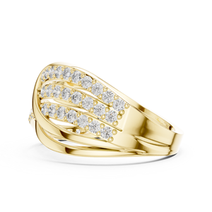 Round Cut Lab Grown Diamond 14K 18K Solid Gold Multi <b>Row</b> Criss Cross Pave Band 0.80CT DEF VVS Engagement Ring Fine Jewelry ODM - Product Image 5