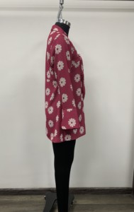 Robe tunique à imprimé floral, col noué, pour femmes, coupe ample décontractée, manches trois quarts, longueur midi, en polyester tissé, pour tous les jours - Product Image 3