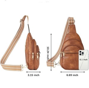 Sac bandoulière vintage en PU marron, sangle réglable, fermeture éclair, imperméable, durable, usage quotidien décontracté, sac à bandoulière unisexe - Product Image 1