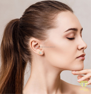 Pendientes de Plata 925 con Moissanita y Diamantes en Tono Dorado, Joyería Brillante y Redonda, Regalo para Ella - Product Image 2