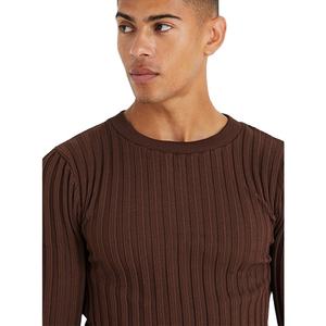 Camisetas de Manga Larga para Hombre, Diseño de Canalé de Alta Calidad, Corte Regular, Estilo Casual Personalizado, 100% Algodón Transpirable - Product Image 3