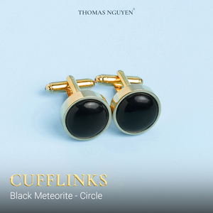 Mancuernillas de Lujo con Meteorito Negro Chapadas en Oro de 18K - Gema Fengshui para Hombre |   MSDADE007 |   Colección Tinh Vu |   Vietnam - Product Image 5
