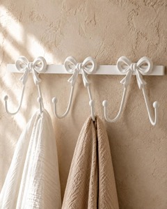 Premium <b>Bow</b> Design Pink Towel <b>Holder</b> With 3 Hooks For Bathroom Kitchen Wash Basin Area Cute Stylish Wall Mounted Rack Use - Product Image 6