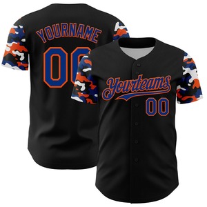 Desmoines Baseball Jersey Men Black Camouflage Sleeve Moisture Wicking Athletic Fit <b>Short</b> Sleeve Button Front - Product Image 3