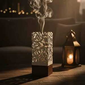 Skies Trader Stainless Steel Pine Wood Incense Burner <b>Hinged</b> Latch Lid Drawer Bakhoor Censer Charcoal Oud Fragrance Eco-Friendly - Product Image 2