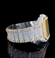 Montre carrée de luxe en métal avec diamants Moissanite, aiguilles lumineuses vertes, affichage analogique, mouvement mécanique, alarme GPS, étanche haute performance