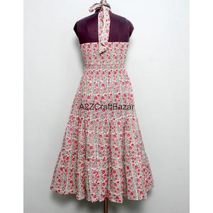 Nouvelle robe maxi bohème d'été décontractée à imprimé floral 100% coton, dos nu et col halter, de luxe - Product Image 5