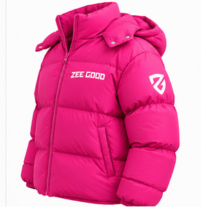Chaqueta acolchada rosa con capucha estilo casual para mujer, abrigo grueso con cremallera para invierno, chaqueta acolchada informal estilo streetwear. - Product Image 3