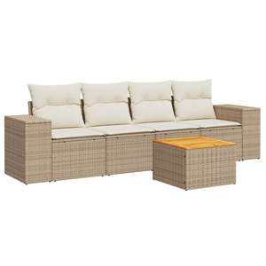 Ensemble de canapés de jardin en rotin beige 4 places avec rangement, mobilier d'extérieur au design contemporain - Product Image 4