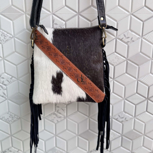 High Quality New Cowhide Leather Fringe Cross Body Shoulder Bag Stylish Purse Carving Tooled Leather Bags for Women's Multi Use - Product Image 1
