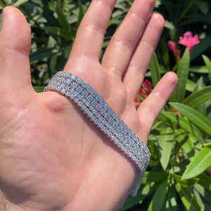 สร้อยข้อมือเทนนิสโมอิสซาไนต์ทรงกลม ประดับเพชรระยิบระยับ สีเงิน สำหรับผู้หญิง เครื่องประดับชั้นดี ของขวัญงานแต่งงาน สไตล์คลาสสิก หรูหรา - Product Image 5