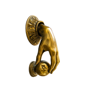 Battant de porte victorien de luxe en laiton antique finition or, décoratif pour entrée principale, élégant accent de style patrimonial pour la maison, décoration de porte - Product Image 1