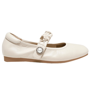 Ann'S Women Genuine Lamb Leather Mary Jane Ballet <b>Flats</b> Pearl Bow Comfort Beige <b>Flat</b> Shoes - Product Image 2