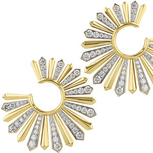 Pendientes de aro de cristal chapados en oro con forma de estrella, joyería de lujo para fiesta para mujer - Product Image 3