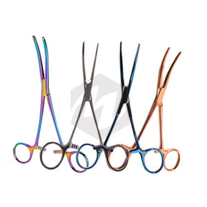 คีมหนีบห้ามเลือดสำหรับผ่าตัด ใช้ได้ทั้งทางทันตกรรมและสัตวแพทย์ อุปกรณ์การแพทย์คุณภาพสูง คีมคาร์มัลต์โค้ง ขนาด 6 1/4 นิ้ว เคลือบสี - Product Image 6