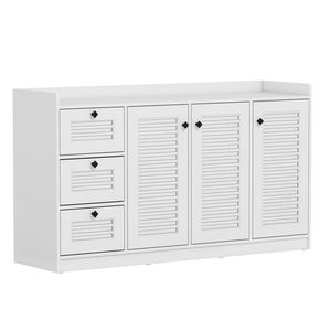 "Handmade Eco-Friendly White Buffet Sideboard Cabinet with 3 Drawers & 3 <b>Shutter</b> Doors for Living Room Abundant Storage Space" - Product Image 6